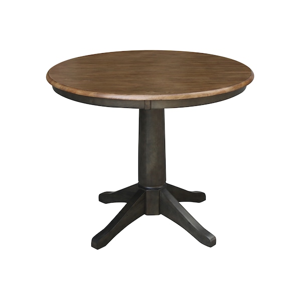 International Concepts Round 36 in Round Top Pedestal Table, 28.9 inH, Hickory/Washed Coal, 36 W, 36 L, 29.9 in H, Wood K45-36RT-27B - main